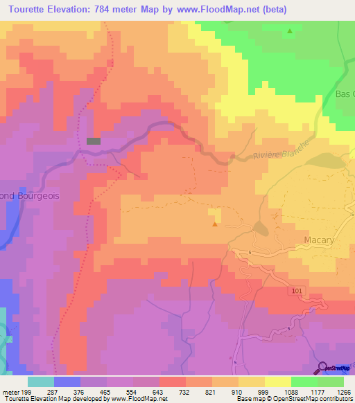 Tourette,Haiti Elevation Map