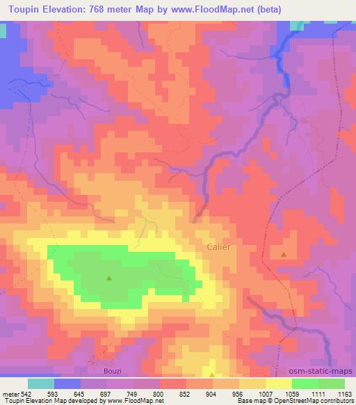 Toupin,Haiti Elevation Map