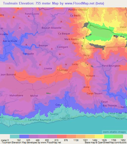 Toulmain,Haiti Elevation Map