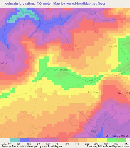 Toulmain,Haiti Elevation Map