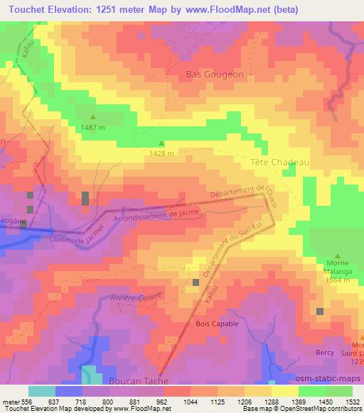 Touchet,Haiti Elevation Map