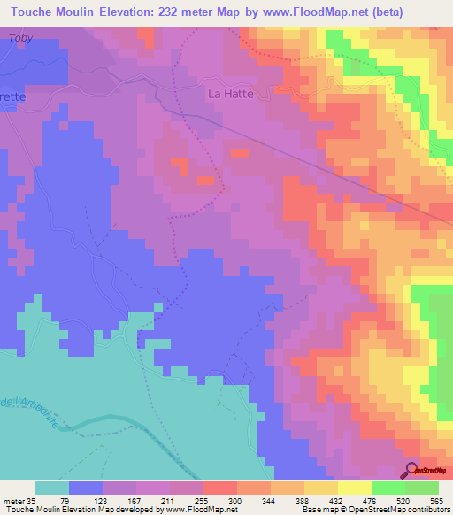 Touche Moulin,Haiti Elevation Map