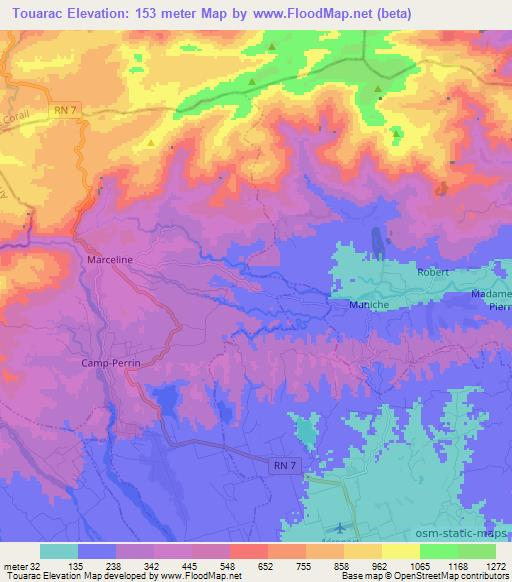 Touarac,Haiti Elevation Map