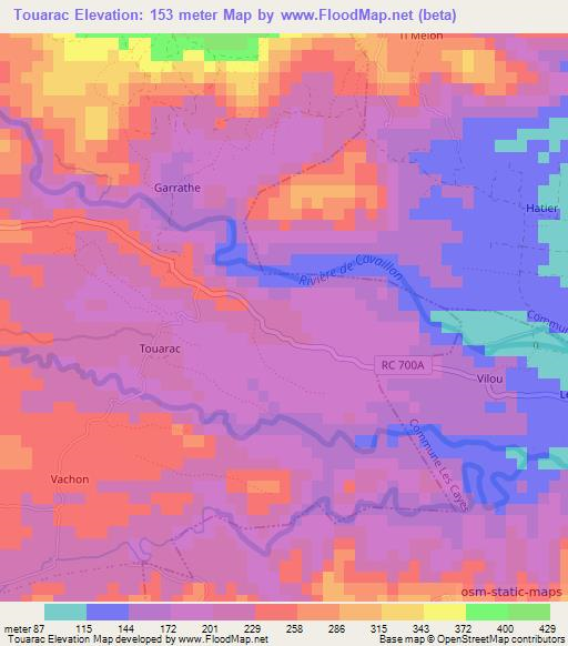 Touarac,Haiti Elevation Map