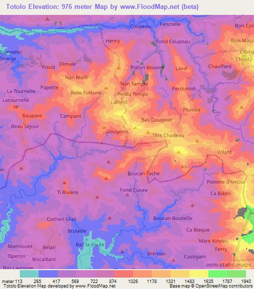 Totolo,Haiti Elevation Map