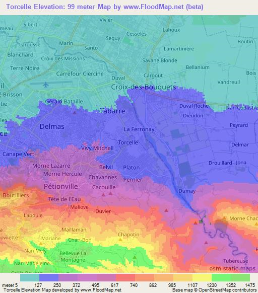 Torcelle,Haiti Elevation Map
