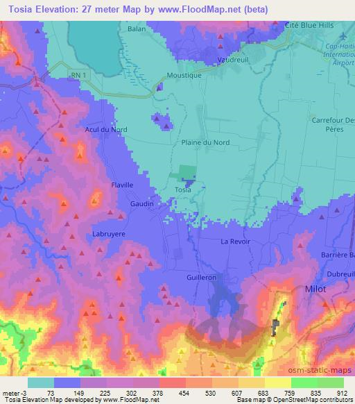 Tosia,Haiti Elevation Map