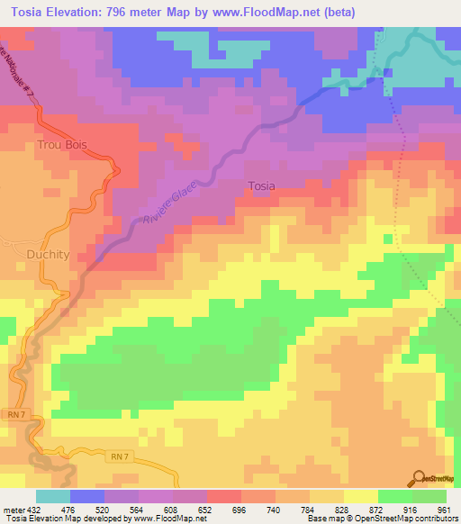 Tosia,Haiti Elevation Map