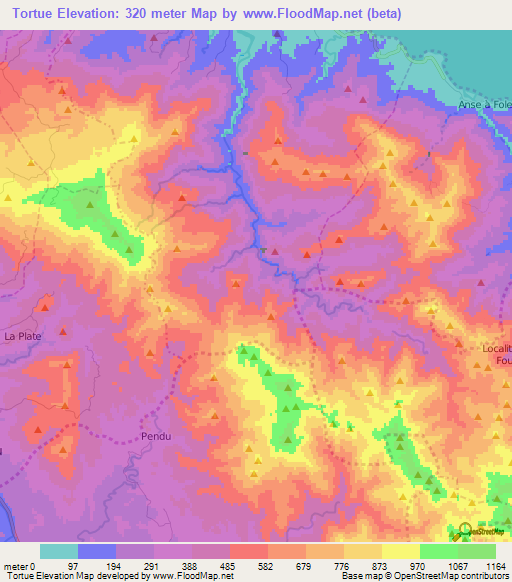 Tortue,Haiti Elevation Map