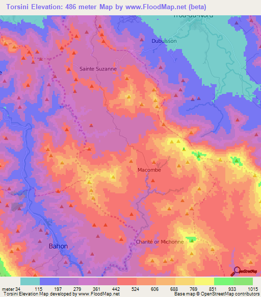 Torsini,Haiti Elevation Map