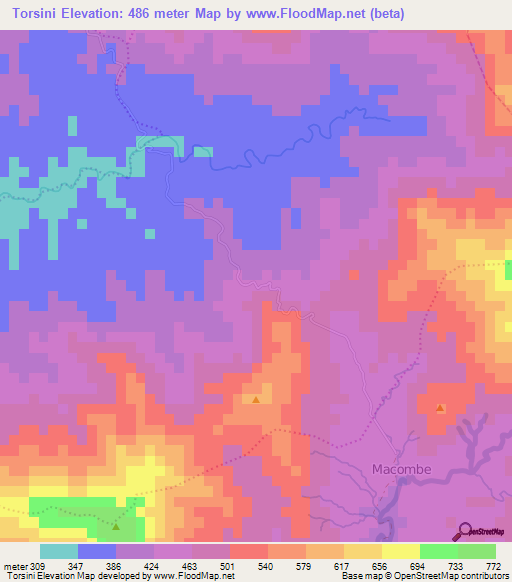 Torsini,Haiti Elevation Map