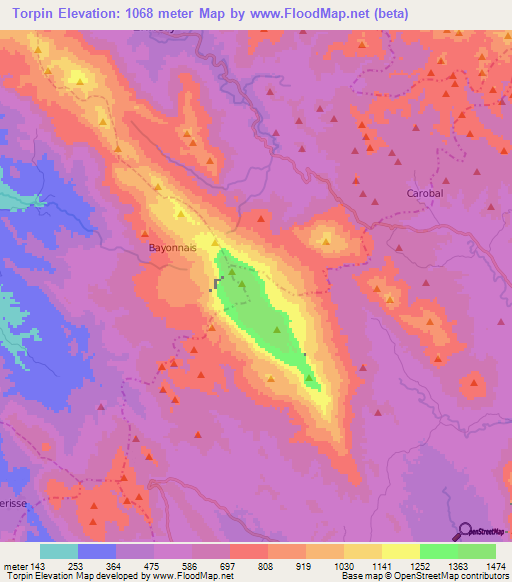 Torpin,Haiti Elevation Map