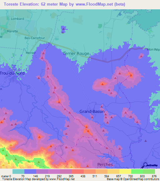 Toreste,Haiti Elevation Map