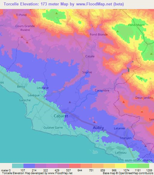 Torcelle,Haiti Elevation Map