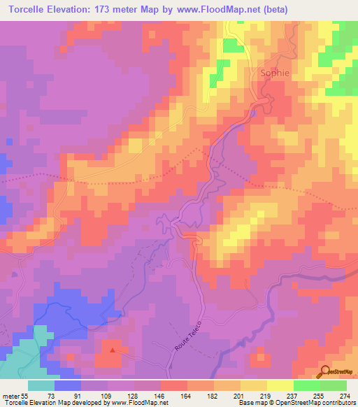 Torcelle,Haiti Elevation Map