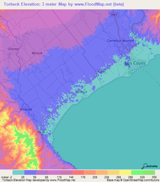 Torbeck,Haiti Elevation Map