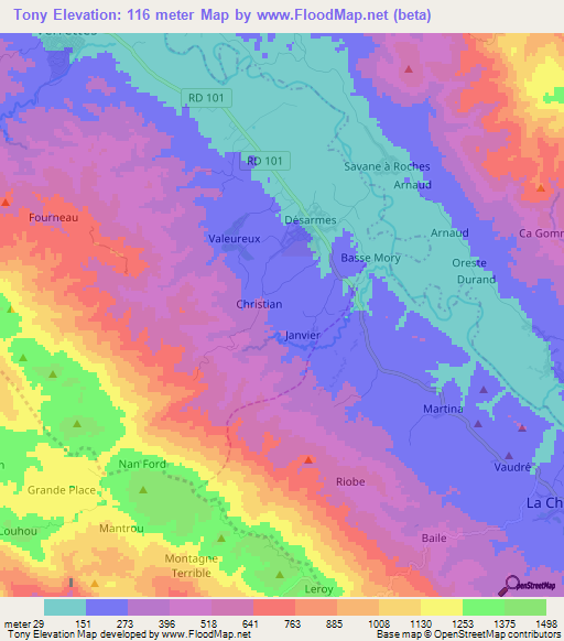 Tony,Haiti Elevation Map