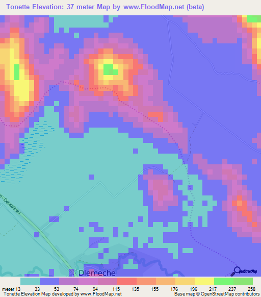 Tonette,Haiti Elevation Map