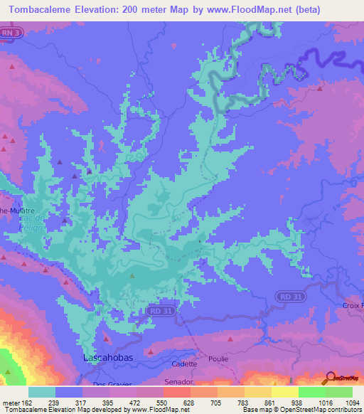 Tombacaleme,Haiti Elevation Map