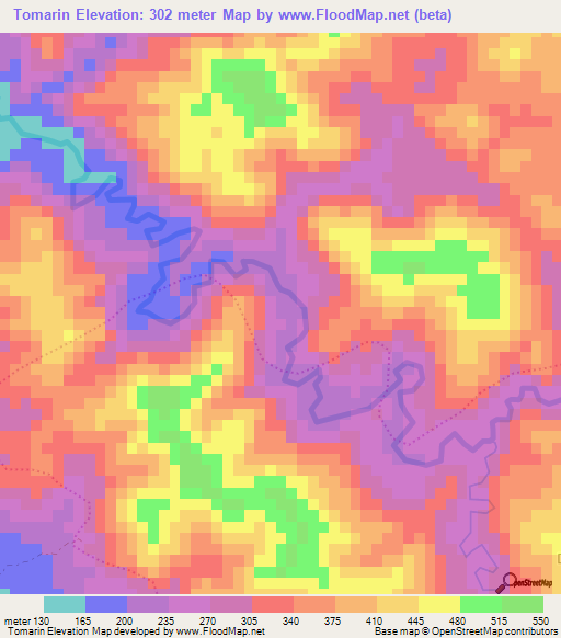 Tomarin,Haiti Elevation Map