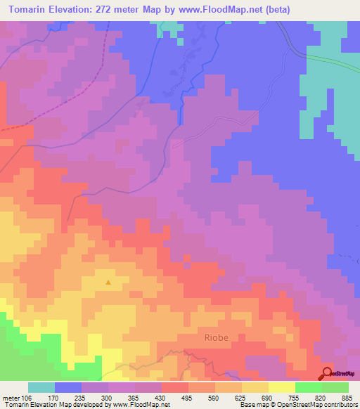 Tomarin,Haiti Elevation Map