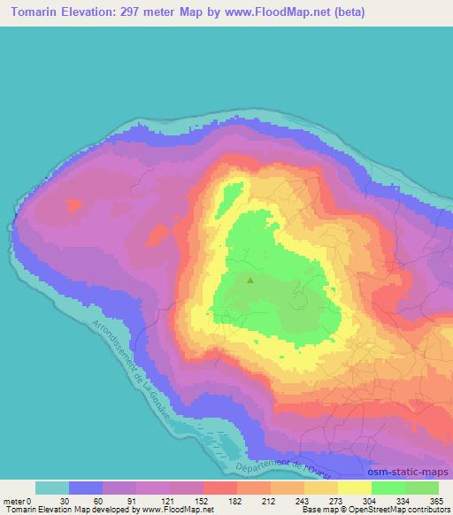 Tomarin,Haiti Elevation Map