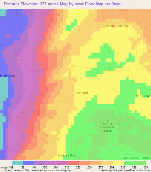 Tomarin,Haiti Elevation Map