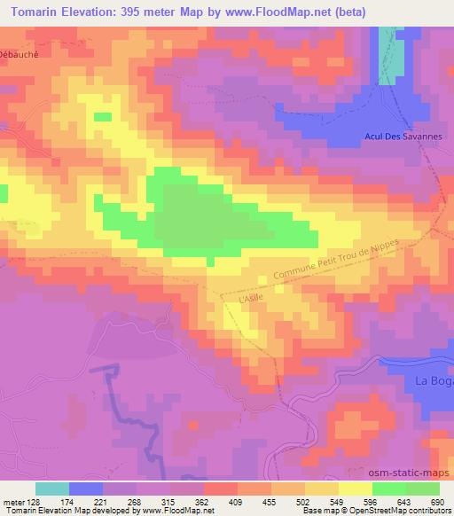 Tomarin,Haiti Elevation Map