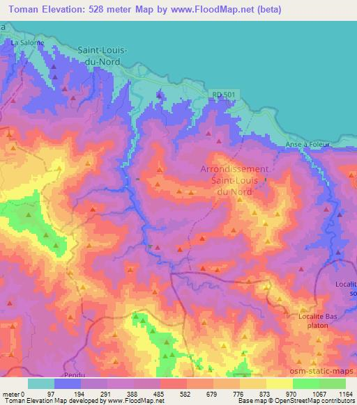 Toman,Haiti Elevation Map