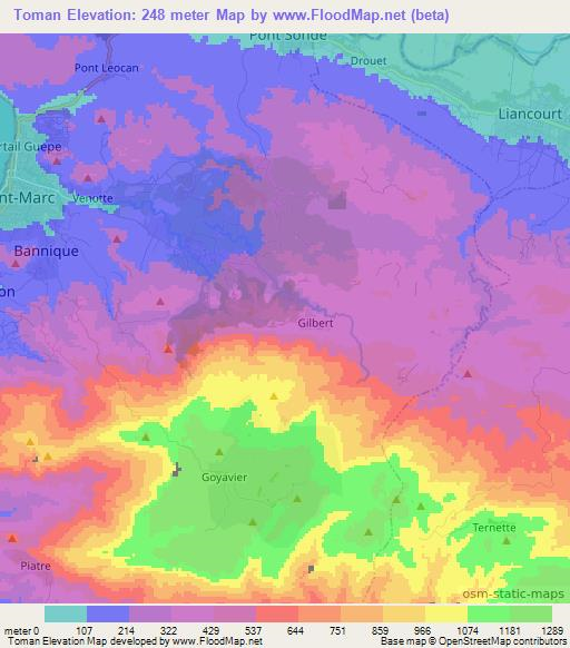 Toman,Haiti Elevation Map