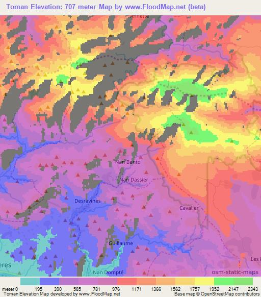 Toman,Haiti Elevation Map