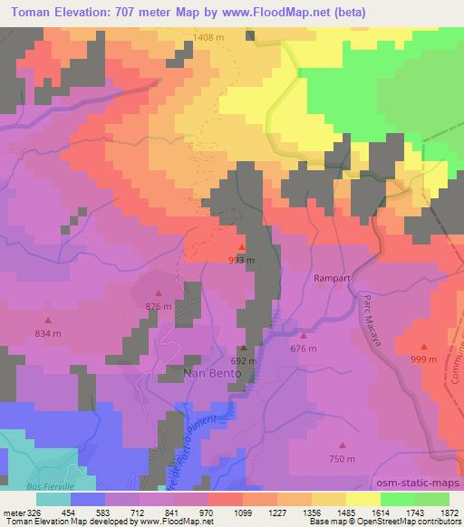 Toman,Haiti Elevation Map