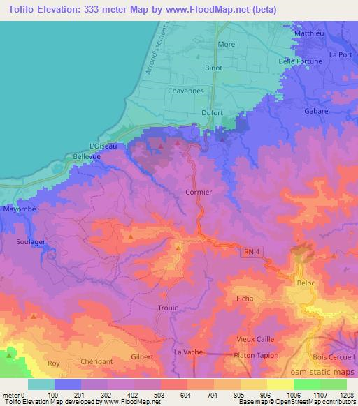 Tolifo,Haiti Elevation Map