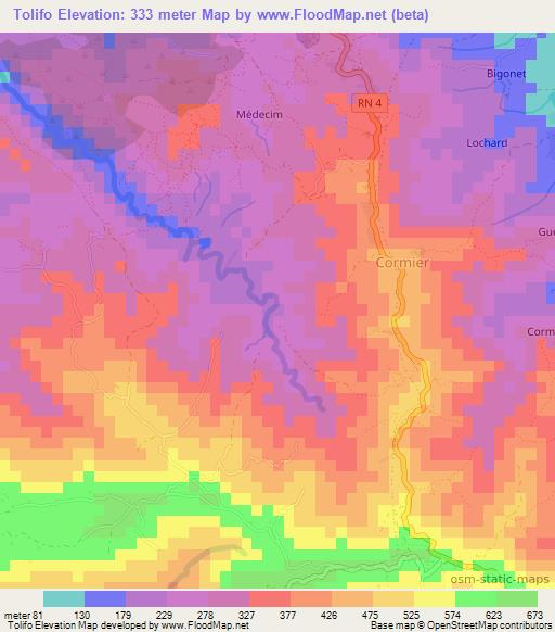 Tolifo,Haiti Elevation Map