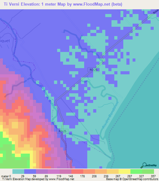 Ti Verni,Haiti Elevation Map