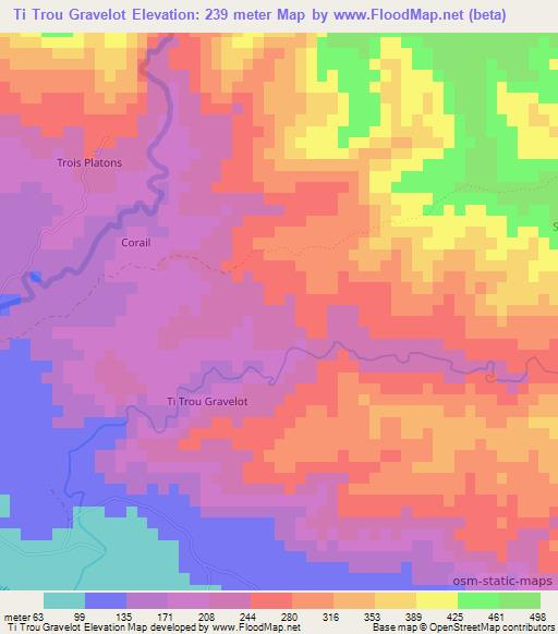 Ti Trou Gravelot,Haiti Elevation Map