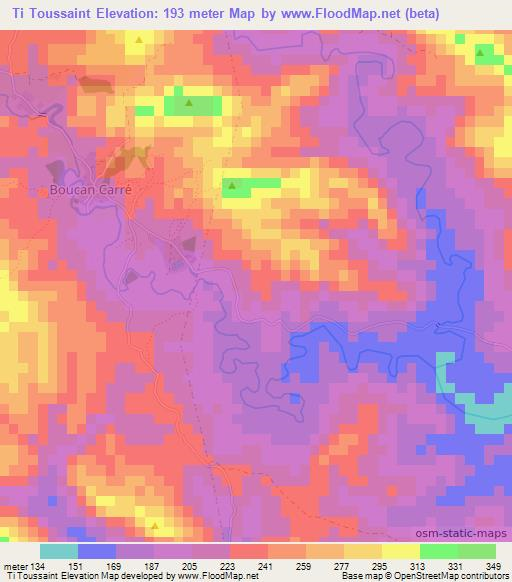 Ti Toussaint,Haiti Elevation Map