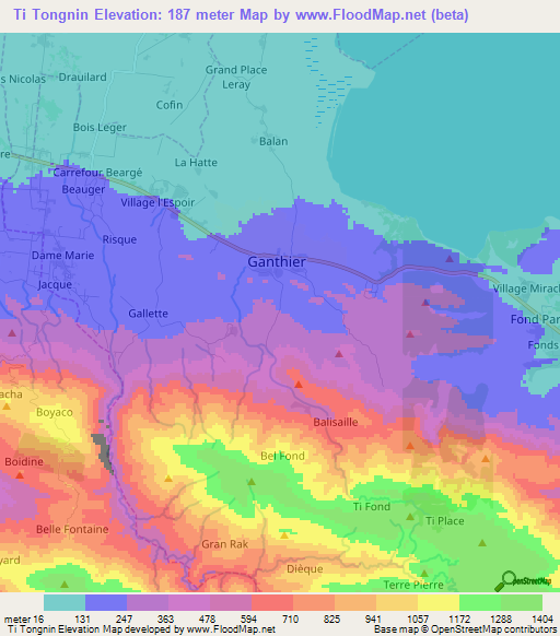 Ti Tongnin,Haiti Elevation Map