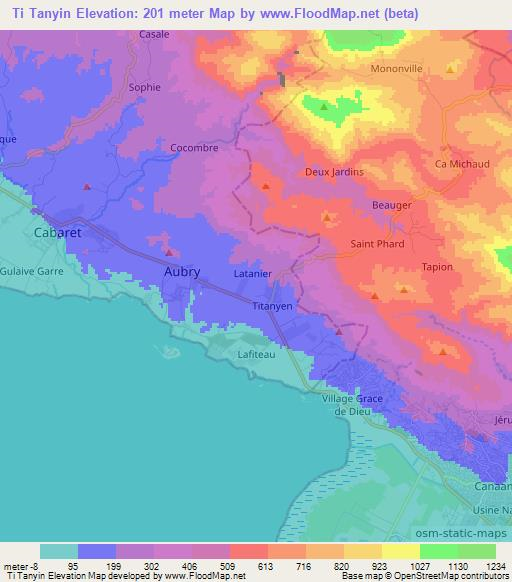 Ti Tanyin,Haiti Elevation Map