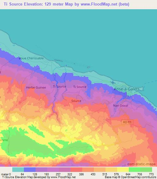 Ti Source,Haiti Elevation Map