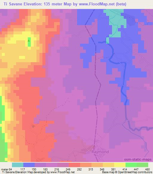 Ti Savane,Haiti Elevation Map