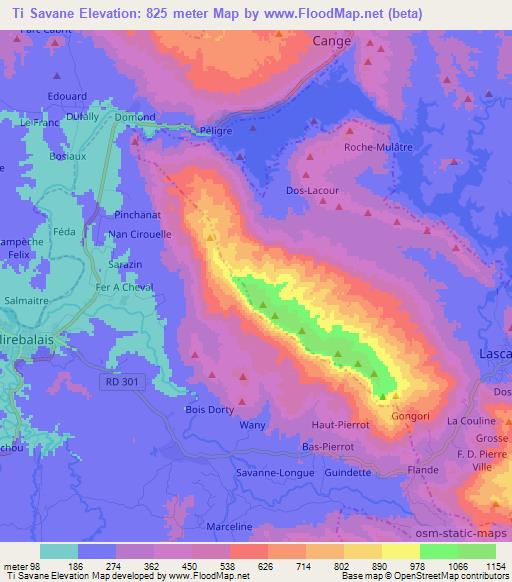 Ti Savane,Haiti Elevation Map