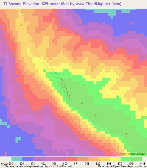 Ti Savane,Haiti Elevation Map