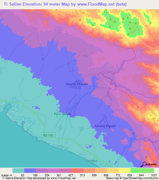 Ti Saline,Haiti Elevation Map