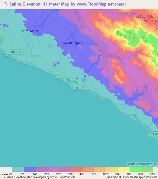 Ti Saline,Haiti Elevation Map