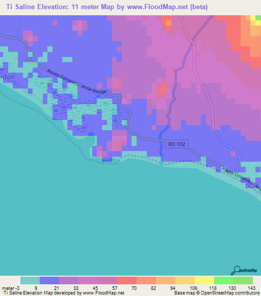 Ti Saline,Haiti Elevation Map