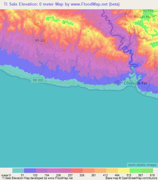 Ti Sale,Haiti Elevation Map