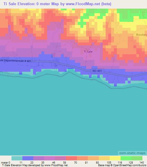 Ti Sale,Haiti Elevation Map