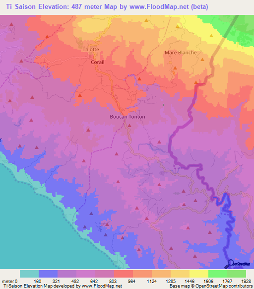 Ti Saison,Haiti Elevation Map