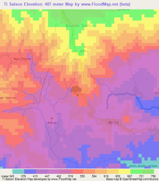 Ti Saison,Haiti Elevation Map